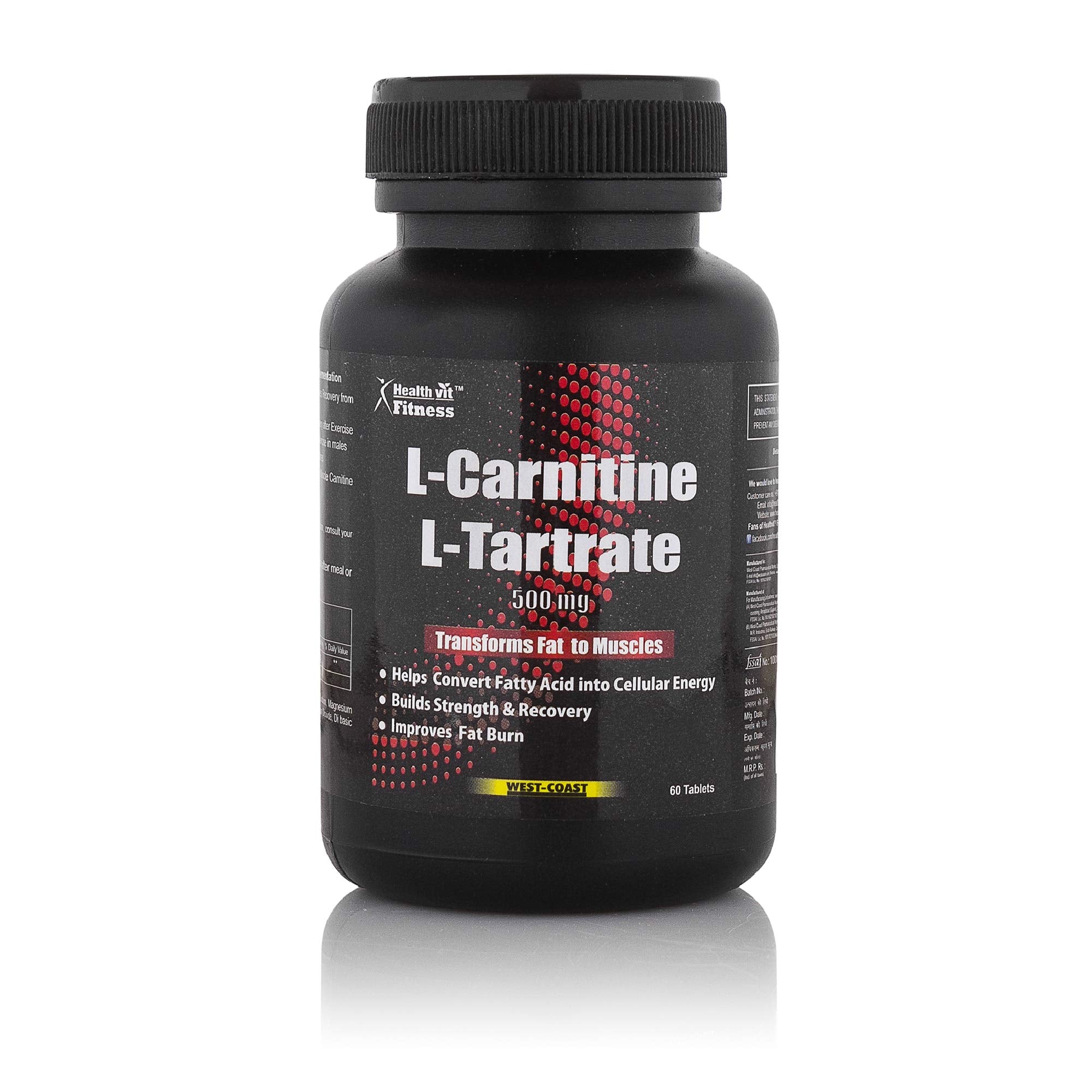 Healthvit L-Carnitine L-Tartrate 500 mg | Weight Loss Supplement, Fat Healthvit L-Carnitine L-Tartrate 500 mg | Weight Loss Supplement, Fat