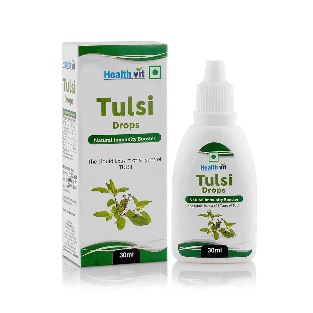 Healthvit Tulsi Drops - Concentrated Extract of 5 Rare Tulsi plant (panch tulsi drop) | Immunity Booster | Herbal life | Oral Health | Digestion | Cough and Cold Relief - 30ml