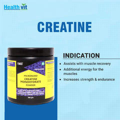 Healthvit Fitness Micronized Creatine Monohydrate Powder |creatine supplement | Enhanced Performance & Muscle Recovery | Fitness - 300g