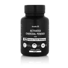 Healthvit Activated Charcoal Powder for Teeth Whitening - 20gm | Teeth Whitening Charcoal Powder | Bad breath remover | Enamel Safe Teeth | Oral hygiene products | Healthy Gums