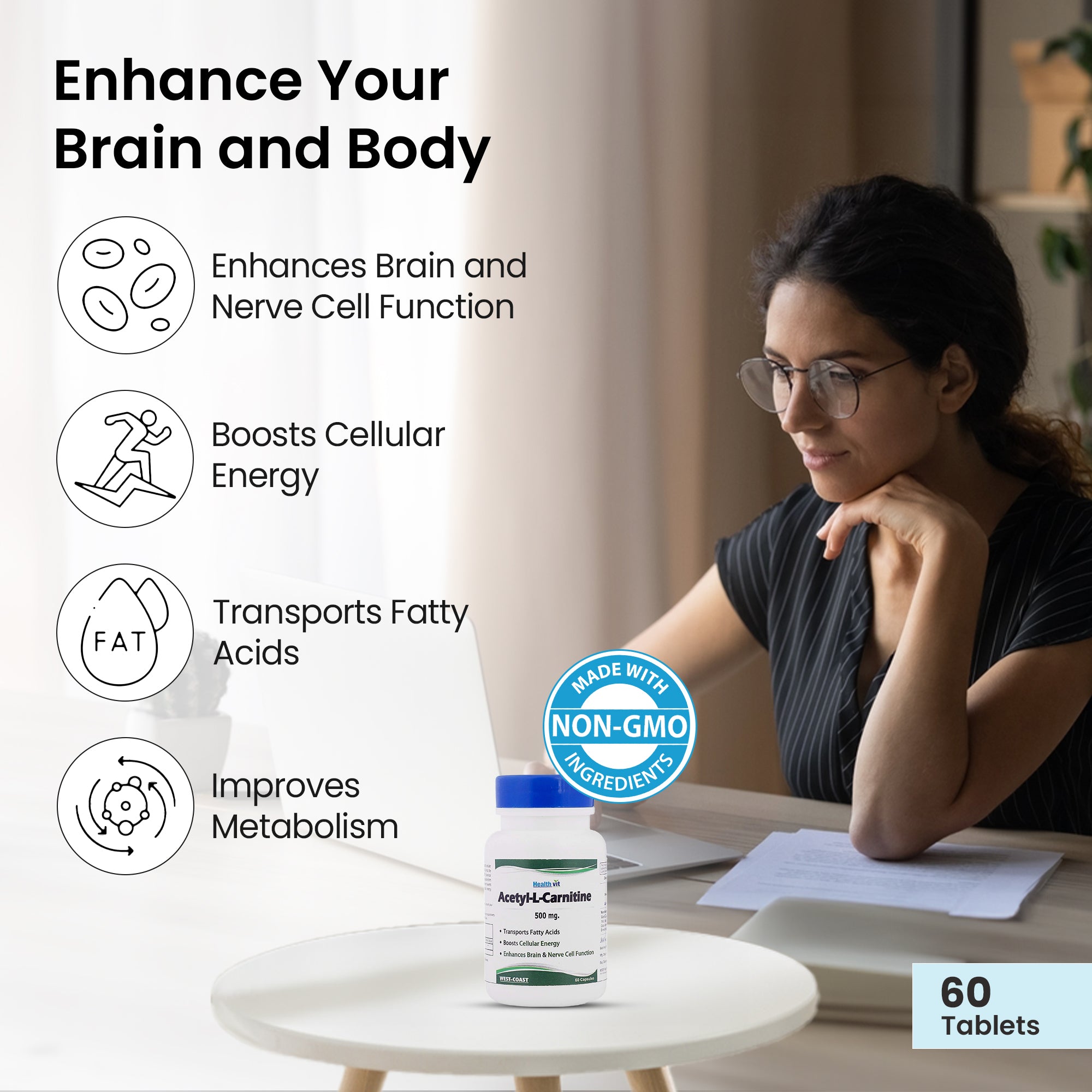 Healthvit Acetyl-L-Carnitine 500mg 60 Capsules Healthvit Acetyl-L-Carnitine 500mg 60 Capsules