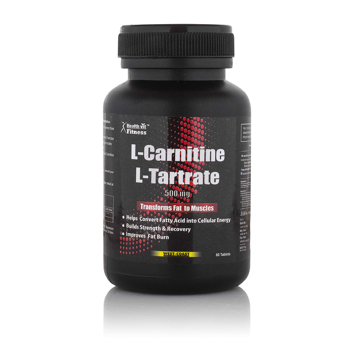Healthvit L-Carnitine L-Tartrate 500 mg | Weight Loss Supplement, Fat Healthvit L-Carnitine L-Tartrate 500 mg | Weight Loss Supplement, Fat