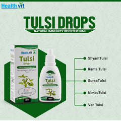 Healthvit Tulsi Drops- Concentrated Extract of 5 Rare Tulsi for Natural Immunity Boosting & Cough and Cold Relief 30ml (Pack of 2)