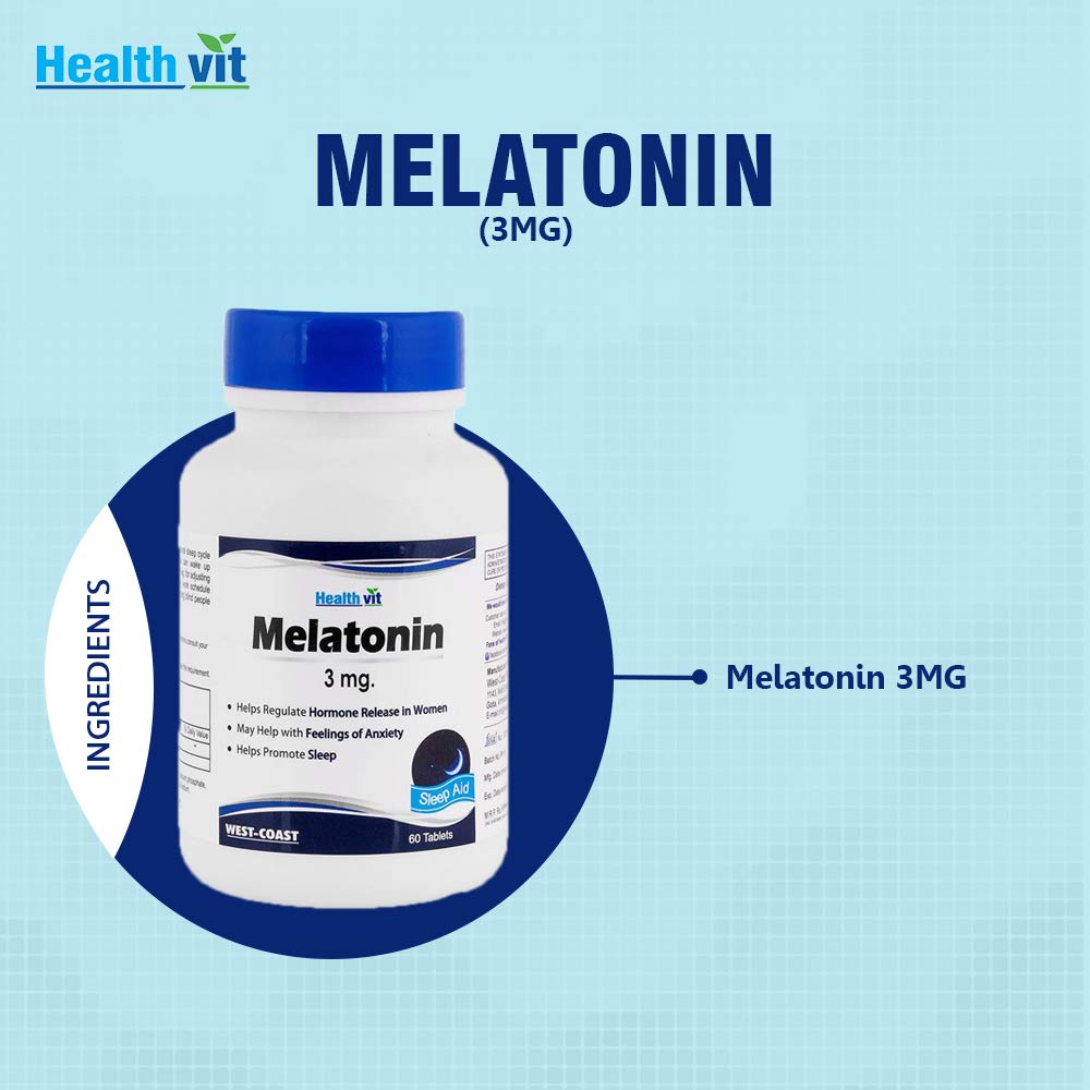 Healthvit Melatonin 3mg | Helps You Fall Asleep Faster, Stay Asleep Longer, Easy to Take, Faster Absorption - 60 Tablets