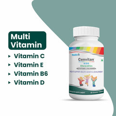 HealthVit Cenvitan Kids Multivitamin & Multimineral Chewable Tablets| Helps Support Healthy Growth & Development| Immunity Booster for Kid's Strength, Energy, Growth & Strong Bones – 60 Tablets