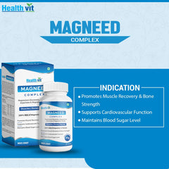Healthvit Magneed Complex Magnesium Relax Supplement with Magnesium Gluconate, Magnesium Aspartate and Magnesium Oxide for Relaxing Body Muscles, Smooth Blood Flow, Healthy Digestive system - 60 Tablets