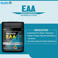 Healthvit Fitness EAA Essential Amino Acid Powder |Instantized For Rapid Absorption|Enhances Muscle Protein Synthesis|For Focus, Recovery, And Hydration|Improves Metabolism, 300gm (Watermelon Flavor)