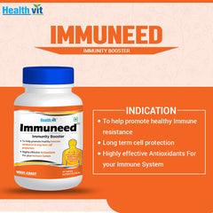 Healthvit Immuneed Immunity Booster | With Vit.D3,C,E,Selenium & Zinc Betacarotene Bioflavonoids Minerals | Highly Effective Antioxidants | 60 Tablets
