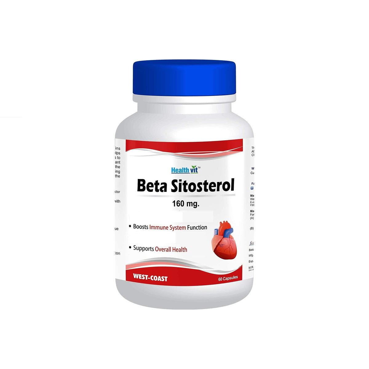 Healthvit Beta-Sitosterol 160mg (From Plant Sterol Complex) For Cardiovascular Health | Supports Cholesterol Level And Overall Health | 60 Capsules