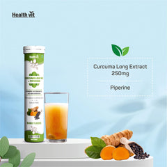 Healthvit Turmeric Curcumin 250mg with Piperine Powerful Antioxidant for Healthy Joint - Sugar Free 10 Effervescent Tablets (Mango Flavor)