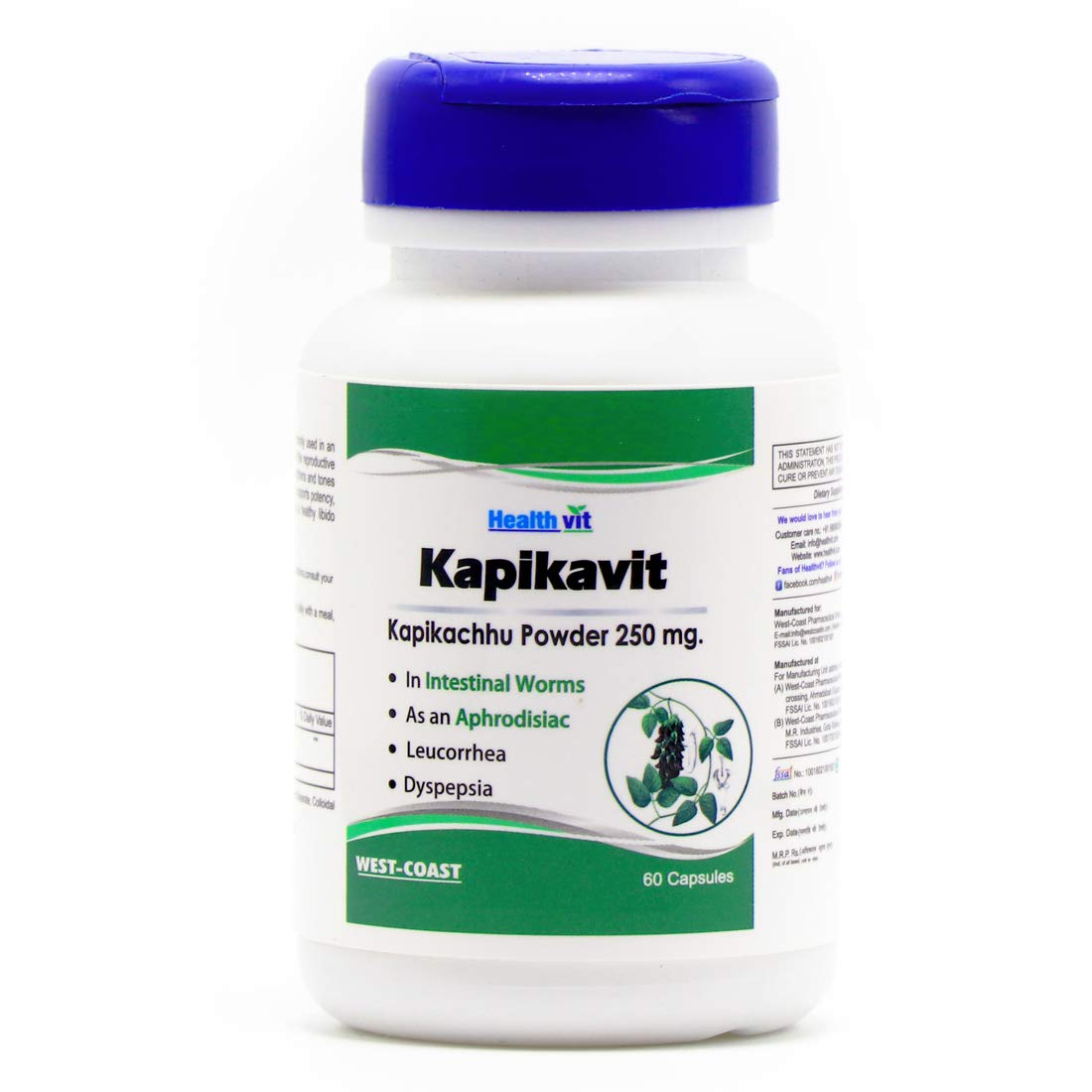 Healthvit Kapikavit Kapikachhu Powder 60 Capsules - 250 mg