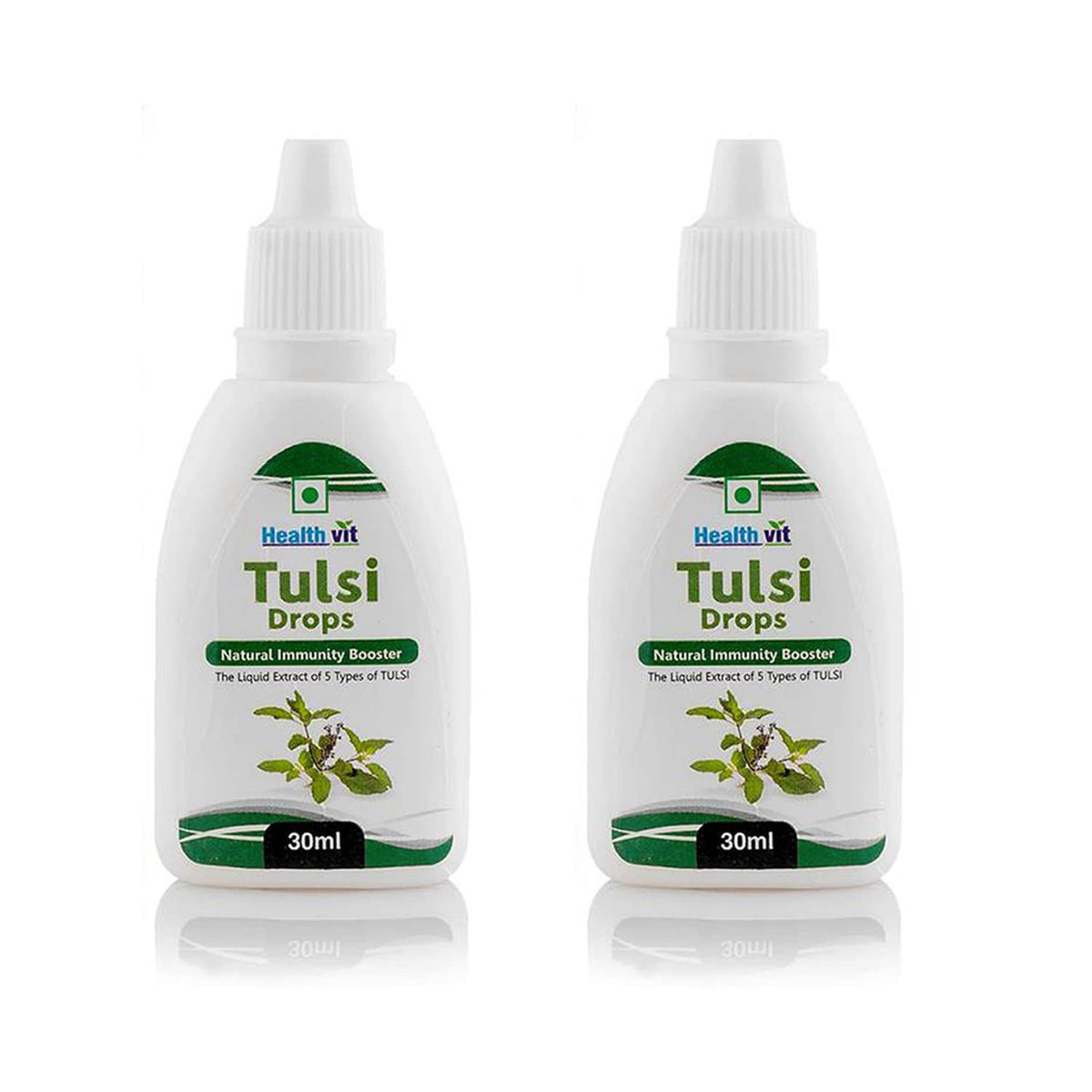 Healthvit Tulsi Drops- Concentrated Extract of 5 Rare Tulsi for Natural Immunity Boosting & Cough and Cold Relief 30ml (Pack of 2)