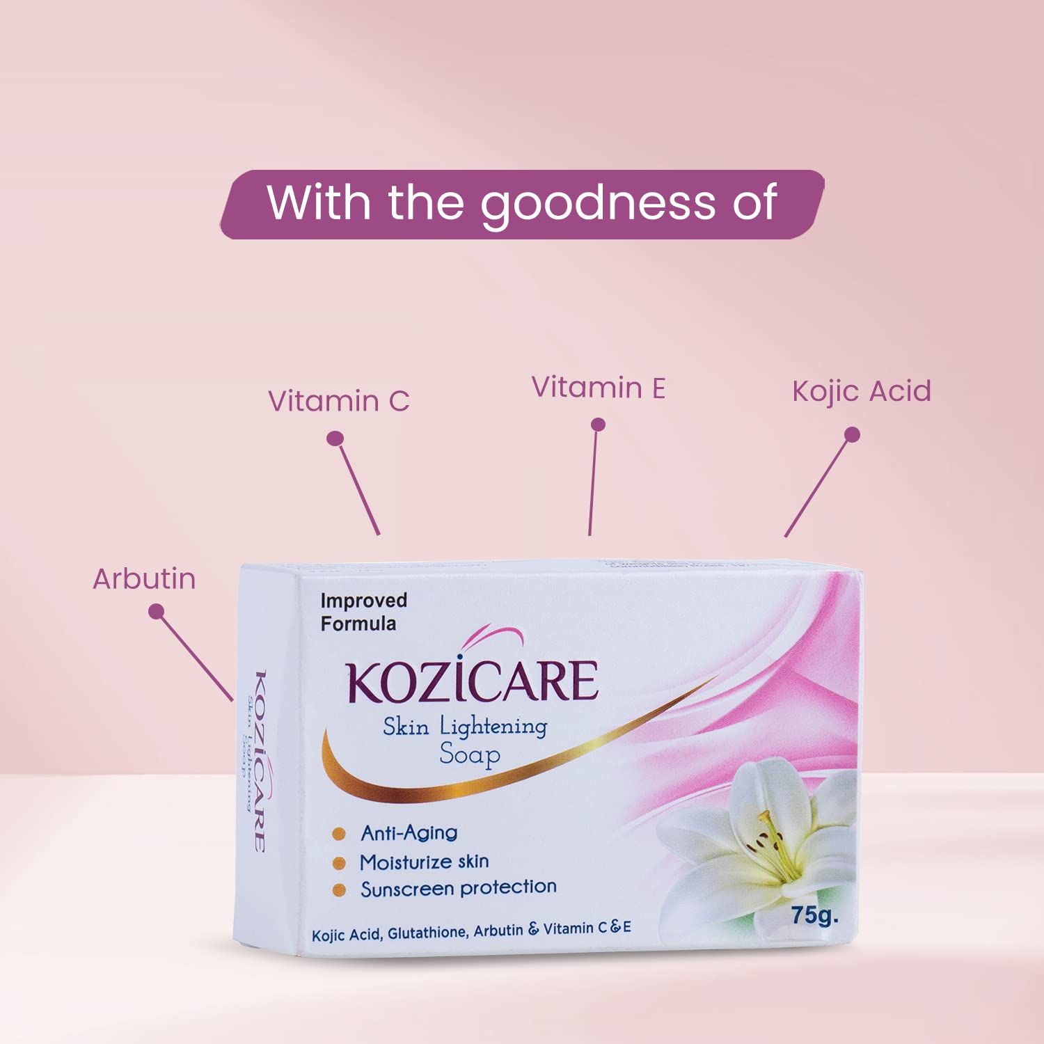 Kozicare Skin Lightening Soap, 75g (Pack of 3) Sunscreen Protection – Healthvit