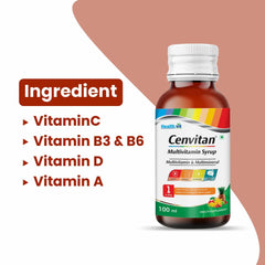 Healthvit Cenvitan Multivitamin Syrup with the Goodness of Fresh Fruit for Men & Women |Immunity Booster Syrup | Helps in Weakness Enrich with Vitamin C, Vitamin E, Vitamin D -100ml