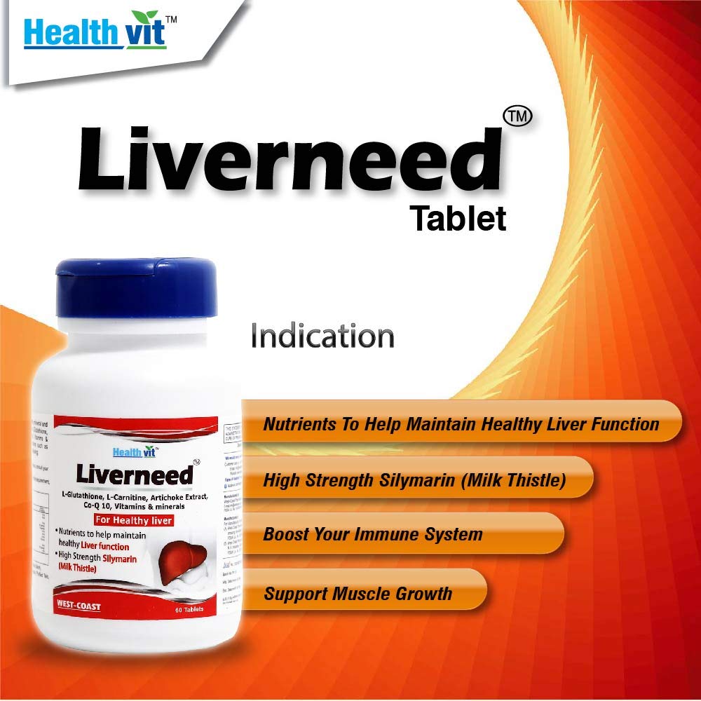Healthvit Liverneed L-Glutathione, L-Carnitine, Co-Q 10, Vitamins Healthvit Liverneed L-Glutathione, L-Carnitine, Co-Q 10, Vitamins