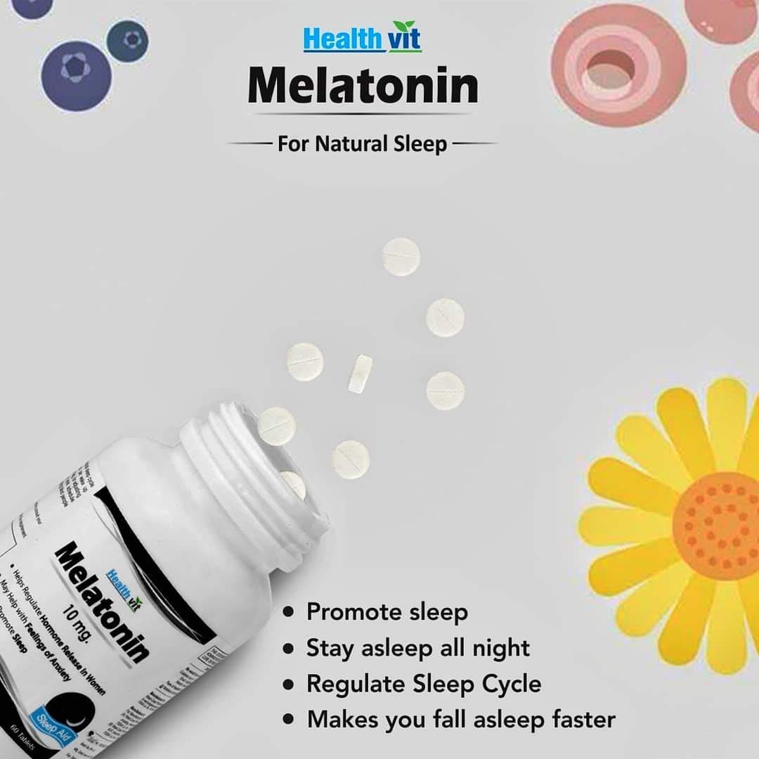 Healthvit Melatonin 10mg | Helps You Fall Asleep Faster, Stay Asleep Longer, Easy to Take, Faster Absorption, Maximum Strength - Pack of 60 Tablets