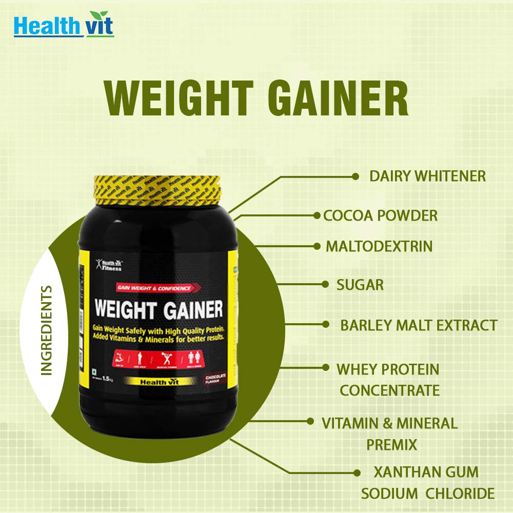 Healthvit Fitness Weight Gainer, Chocolate Flavour 1.5kg / 3.3 lbs
