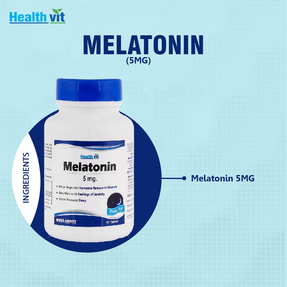 Healthvit Melatonin 5mg | Helps You Fall Asleep Faster, Stay Asleep Longer, Easy to Take, Faster Absorption - 60 Tablets