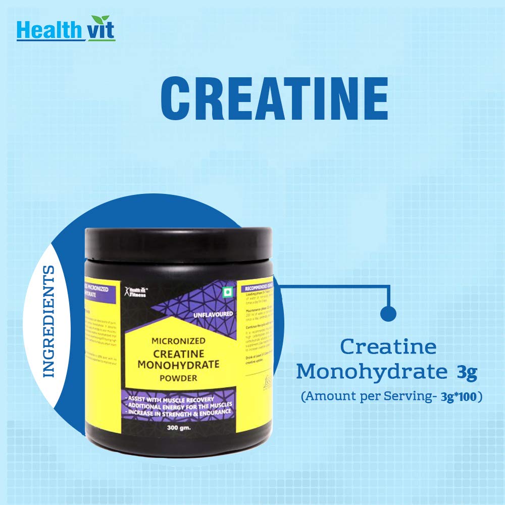 Healthvit Fitness Micronized Creatine Monohydrate Powder -Pack of 300g