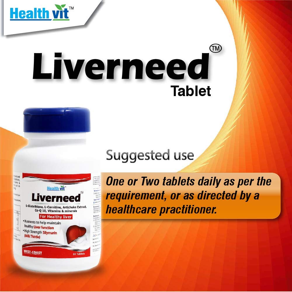 Healthvit Liverneed L-Glutathione, L-Carnitine, Co-Q 10, Vitamins & minerals 60 tablets