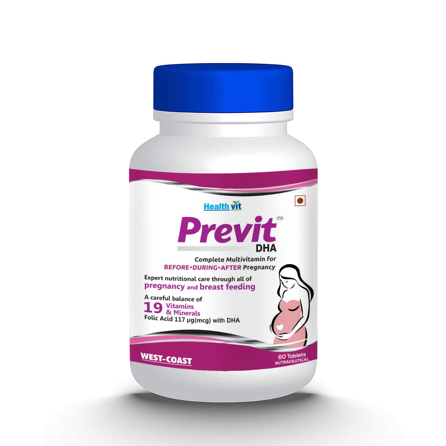 Healthvit Previt Prenatal Complete Multivitamin for Pre-Post Pregnancy – 60 Tablets