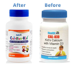 Healthvit Calvitan-KID Kid's Calcium with Vitamin D Tablets For Kids- 2 Pack |Vitamin D Supplement For Strong Teeth and Bones - 60 Tablets