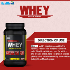 Healthvit Fitness 100% Ultra-Premium Whey Protein | 1kg / 2.2lbs (Chocolate Flavor)