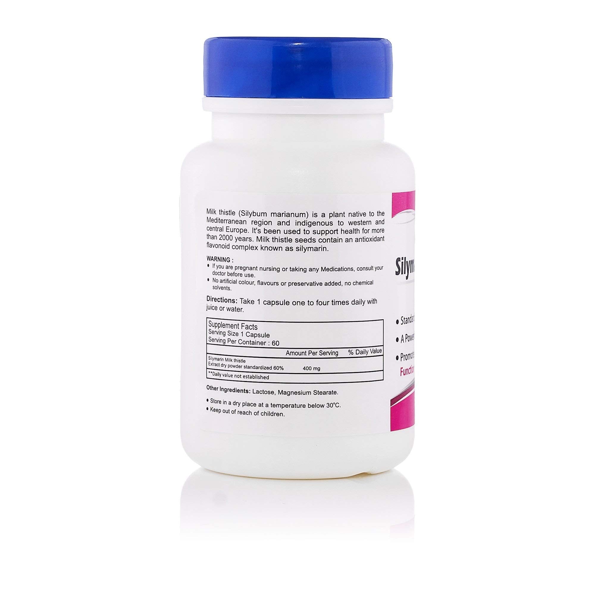 Healthvit Silymarin Milk Thistle 400mg (Standardized To 60%) | A Powerful Antioxidant | Support Liver Health | High Strength | 60 Capsules