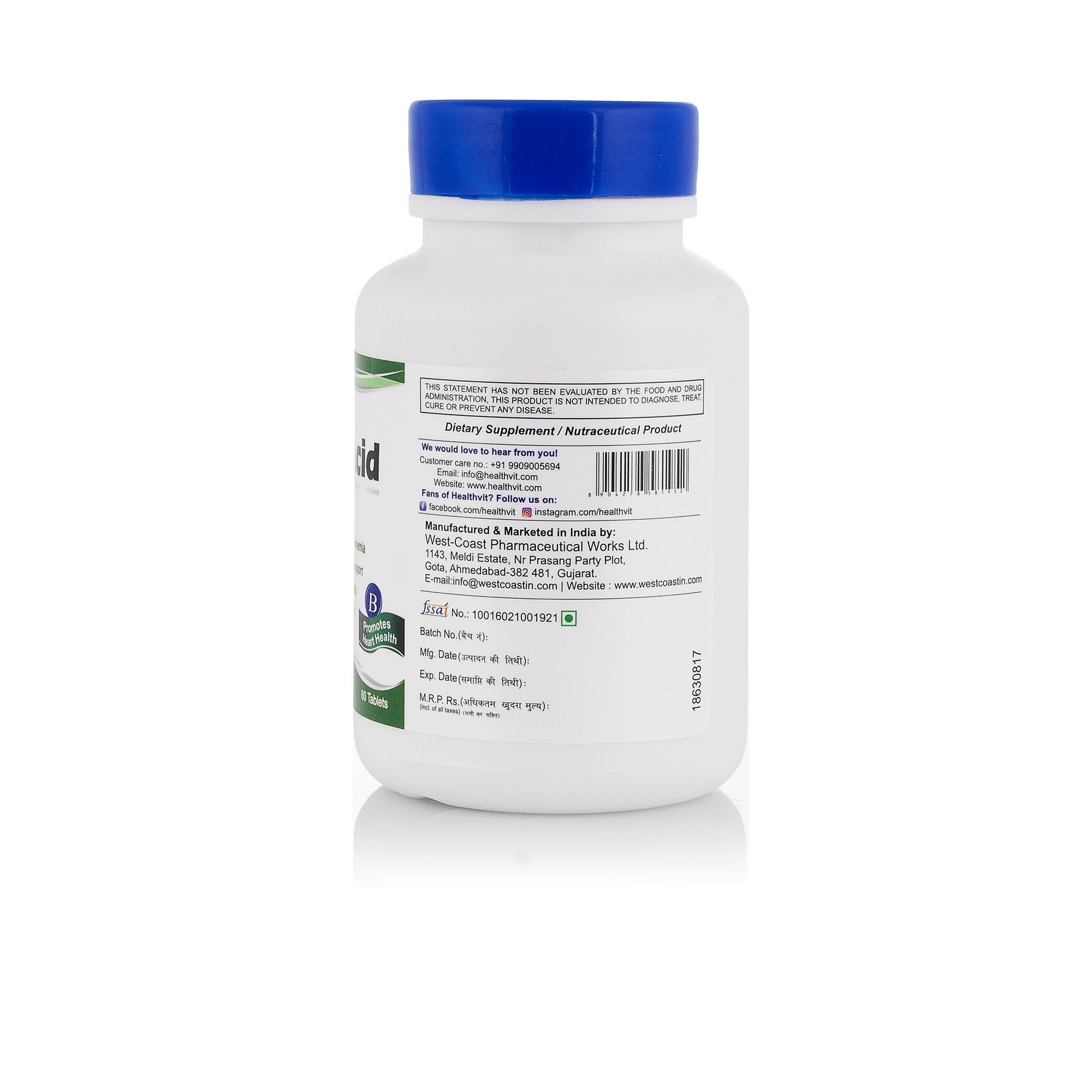 Healthvit Folic Acid 2 mg - 60 Tablets