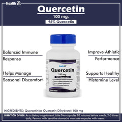 Healthvit Quercetin 100mg – Natural Bioflavonoid, Powerful Anti-oxidants | Supplements for Improve Athletic Performance, Boost Metabolic Health – 60 Tablets