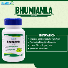 Healthvit Bhumiamla 200mg For Liver Cleanse | Improves Hemoglobin Level And Digestion | Effective In Joint Pain | 100% Natural And Vegan | 60 Capsules