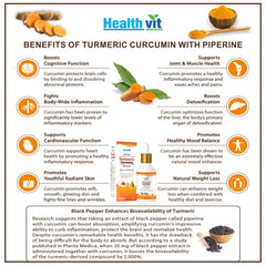 Healthvit Turmeric Liquid Drops Turmeric Extract 40mg Curcumin (Curcuminoids 95%) With Piperine 30ml