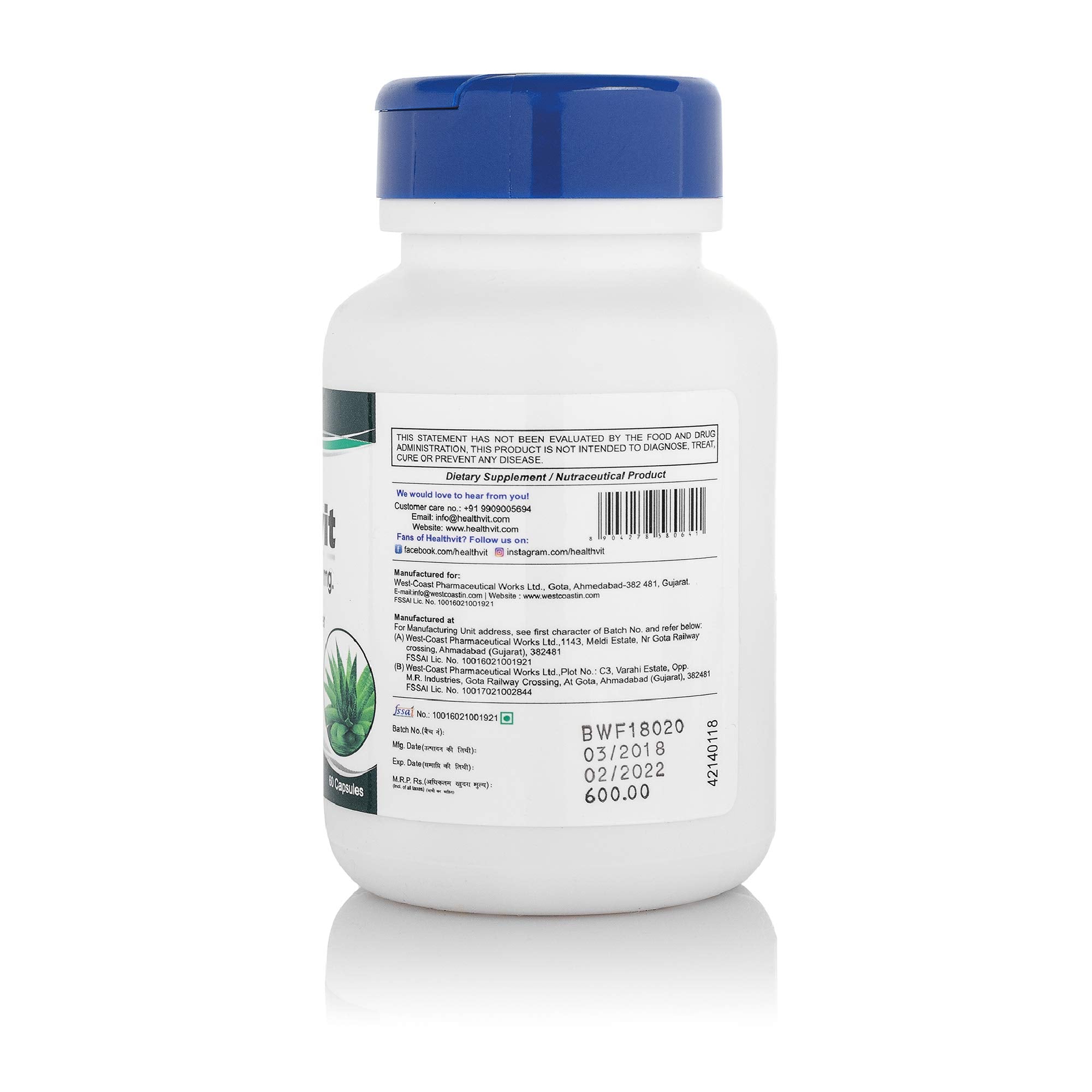 Healthvit Veravit Aloe Vera 470 mg - 60 Capsules