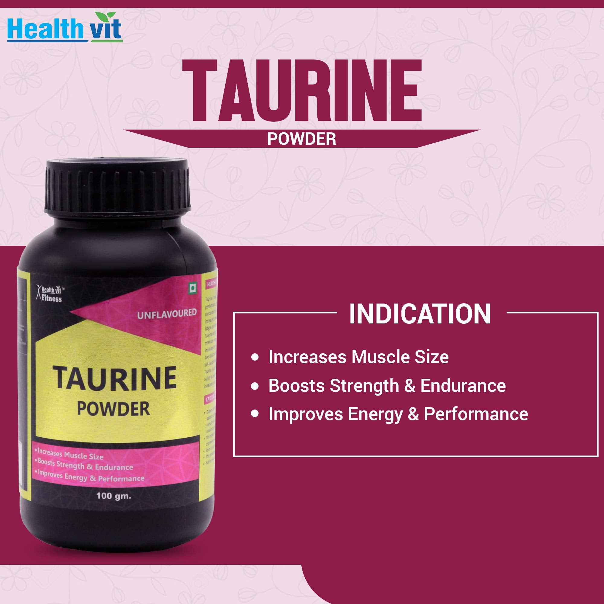 Healthvit Fitness Taurine Powder 100gm – Unflavoured