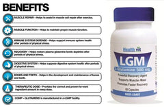 Healthvit LGM L-Glutamine Powder 500 mg - 60 Capsules