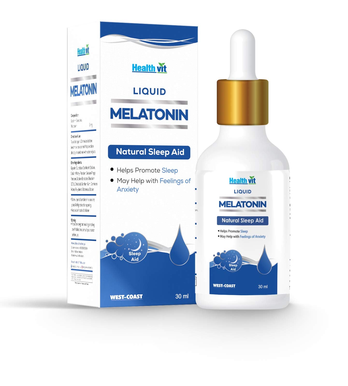 Healthvit Melatonin Liquid Drops For 100% Natural Sleep Aid| Regulate Sleep Cycle And May Improve Sleep Quality | Non-Addictive and No Side Effect Sleep Supplement - 30ml