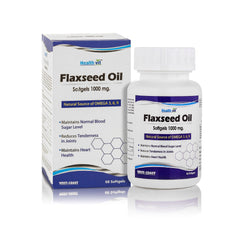 HealthVit Flaxseed Oil Softgels 1000 mg for Natural Source of Omega 3, 6, 9-60 Softgels