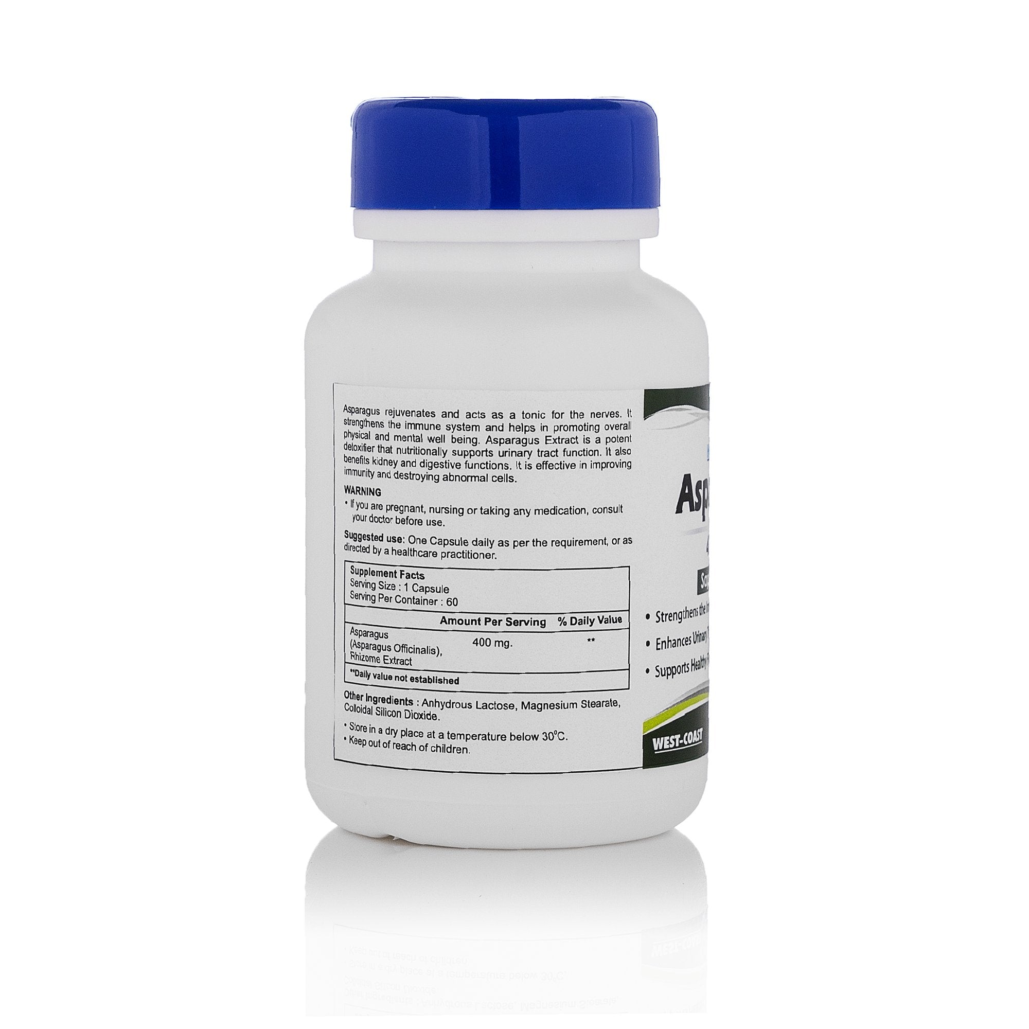 Healthvit Asparagus 400mg (20% Saponin) | Improve Immune System & Urinary Tract Function | Vegan & Gluten Free | 60 Capsules